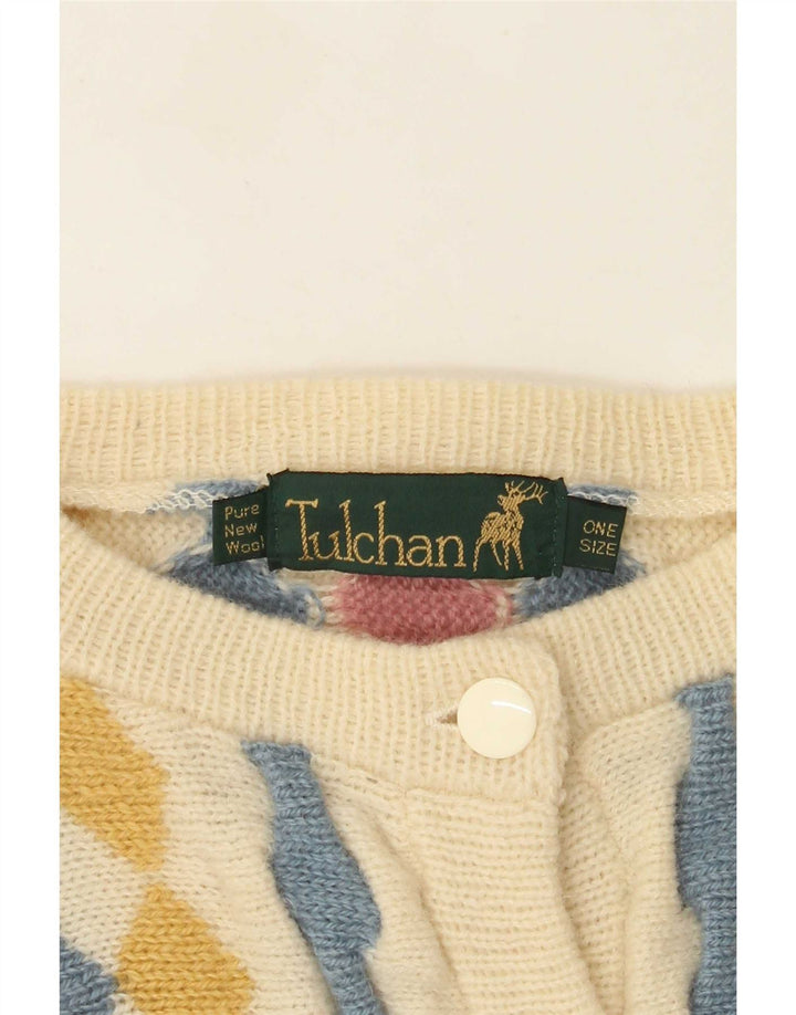 Strickjacke für Damen von Tulchan, Einheitsgröße, beige Argyle/Diamant-Schurwolle