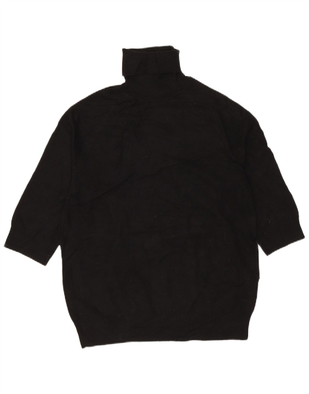 ZARA Damen-Pullover mit 3/4-Ärmeln und Rollkragen, Gr. 12, Mittelschwarz, Viskose