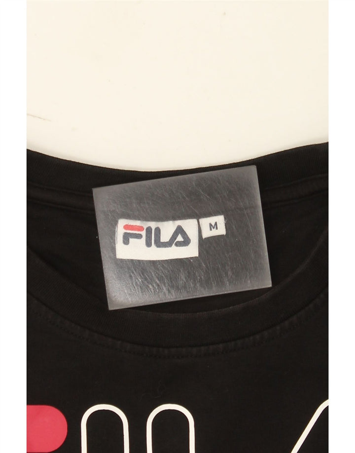 Fila Damen Grafik-Sweatshirt-Pullover UK 14 Medium Schwarz