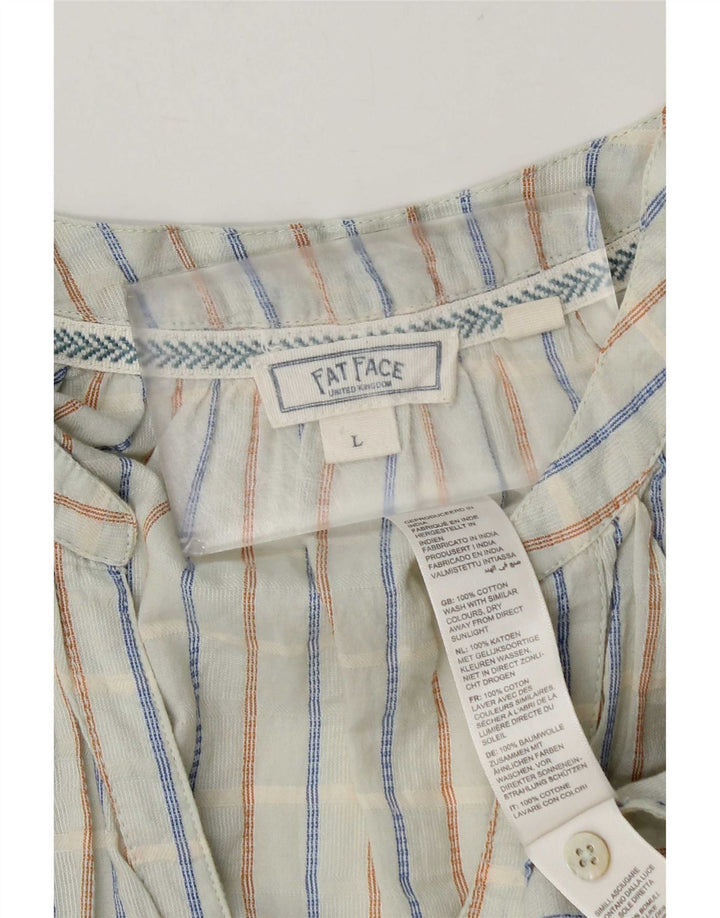 Fat Face Damen-Hemdbluse mit 3/4-Ärmeln, übergroß, Gr. 40, groß, blau kariert