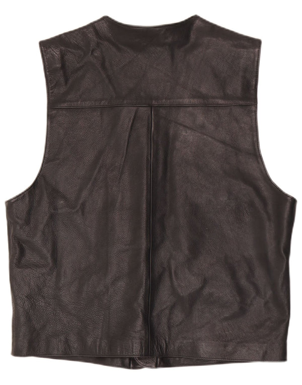 Vintage Herren Lederweste IT 52 Großes schwarzes Leder