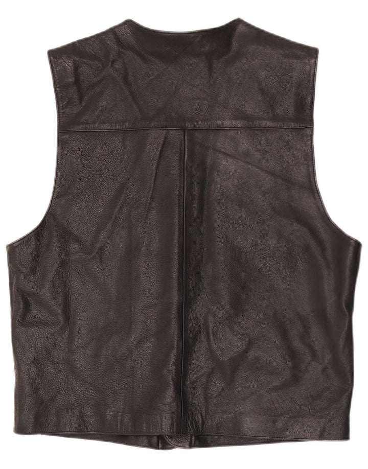 Vintage Herren Lederweste IT 52 Großes schwarzes Leder