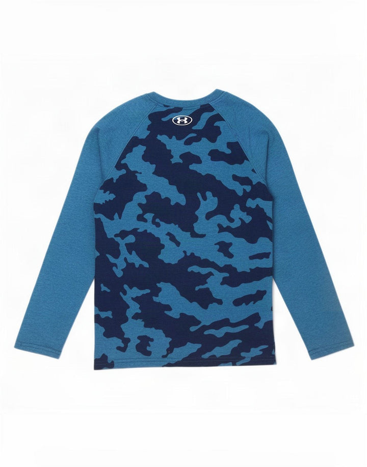 Under Armour Jungen-Oberteil, langärmlig, 9–10 Jahre, mittelblaue Tarnung