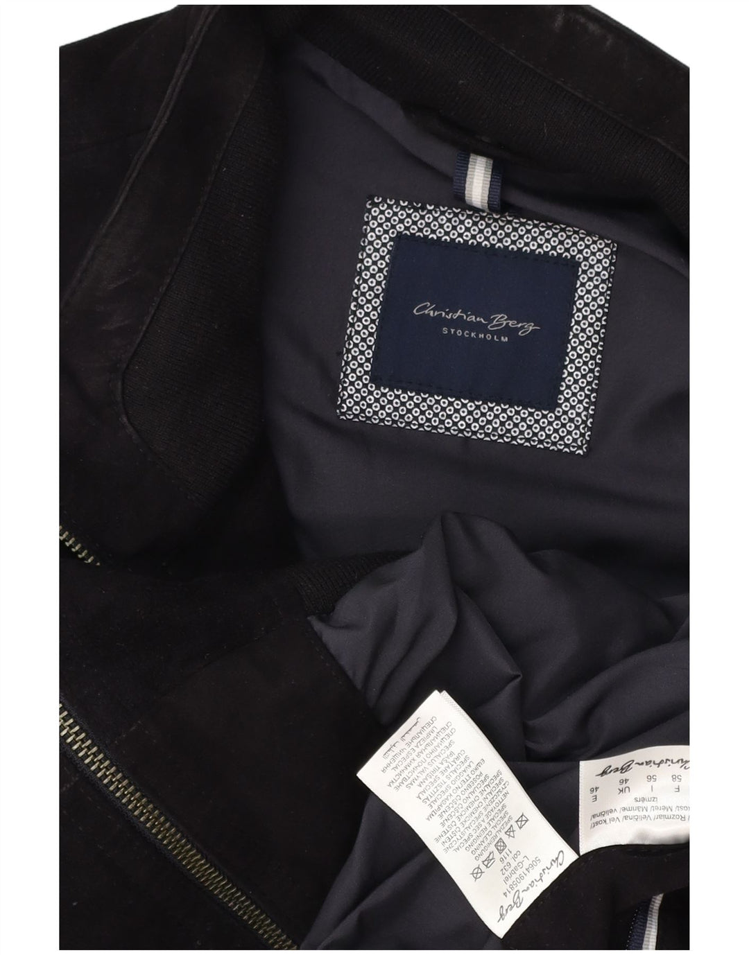 Christian Berg Herren Bomber Wildlederjacke UK 46 3XL Marineblaues Leder