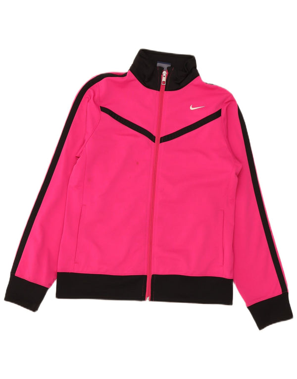 Nike Mädchen-Trainingsanzug-Top-Jacke, 13–14 Jahre, XL, rosafarbenes Farbblock-Polyester