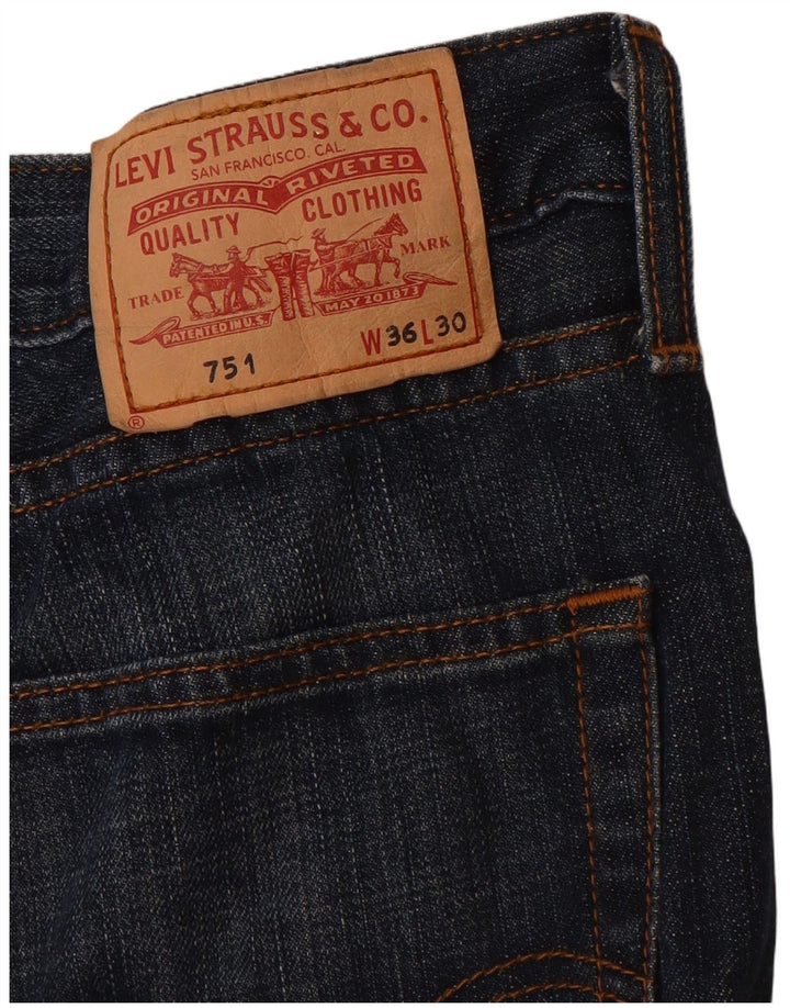 LEVI'S Herren 751 Straight Jeans W36 L30 Marineblaue Baumwolle