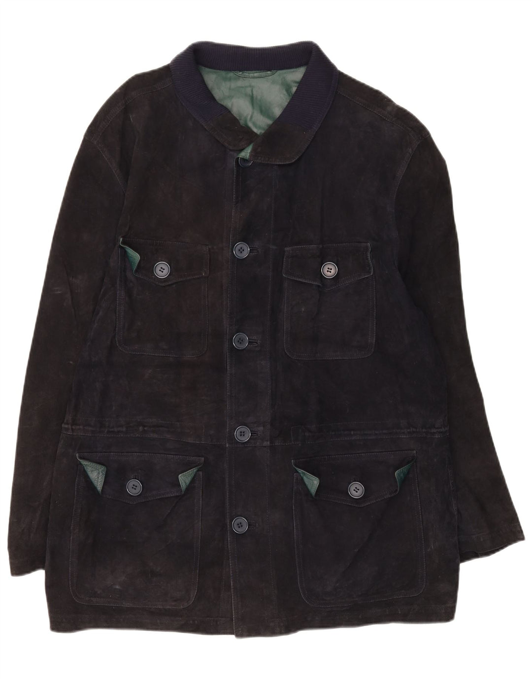 Vintage Herren Wildlederjacke IT 50 Großes marineblaues Leder