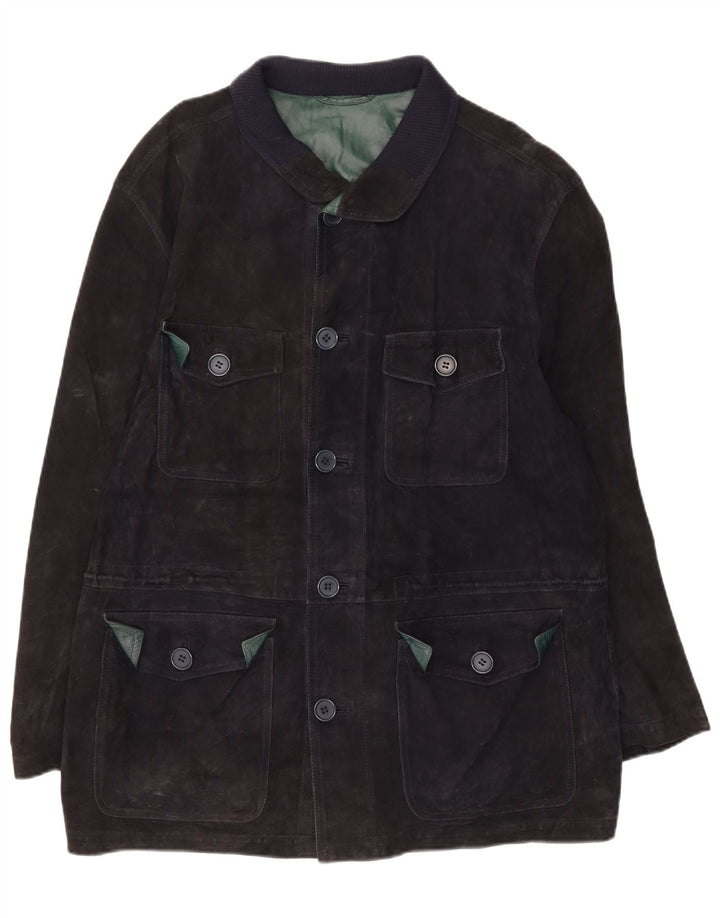 Vintage Herren Wildlederjacke IT 50 Großes marineblaues Leder