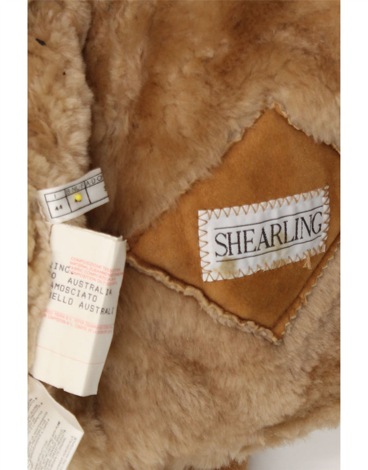 Vintage Damen Shearling Mantel mit lockerer Passform IT 44 Medium Beige Shearling