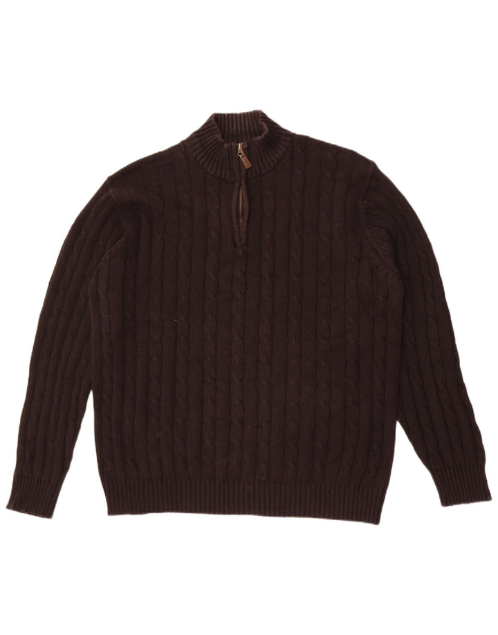 Marks & Spencer Herren Blue Harbour Pullover mit Reißverschluss am Hals, Größe L, Schwarz