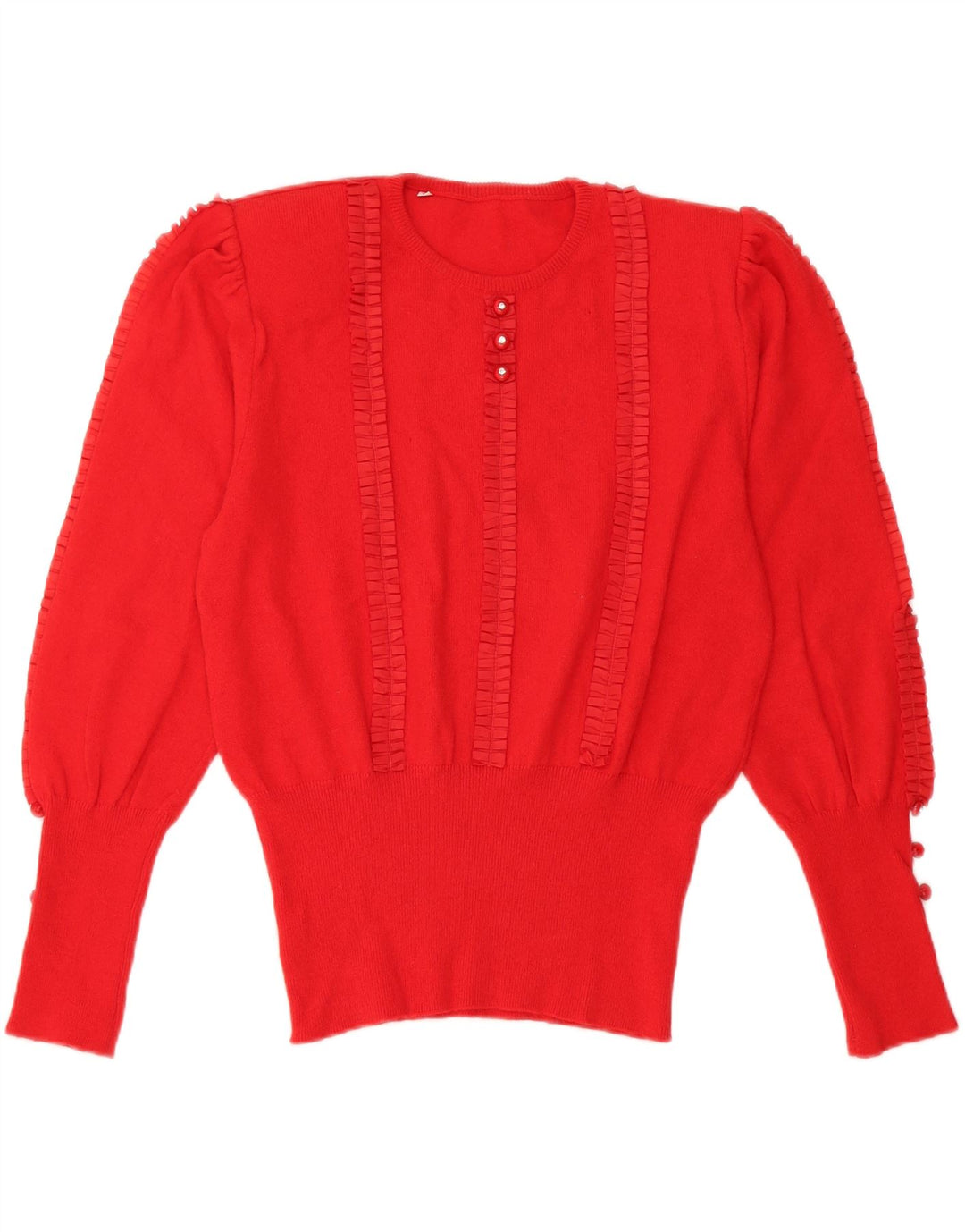 Vintage Damen Rundhalspullover Pullover UK 14 Mittelrote Wolle