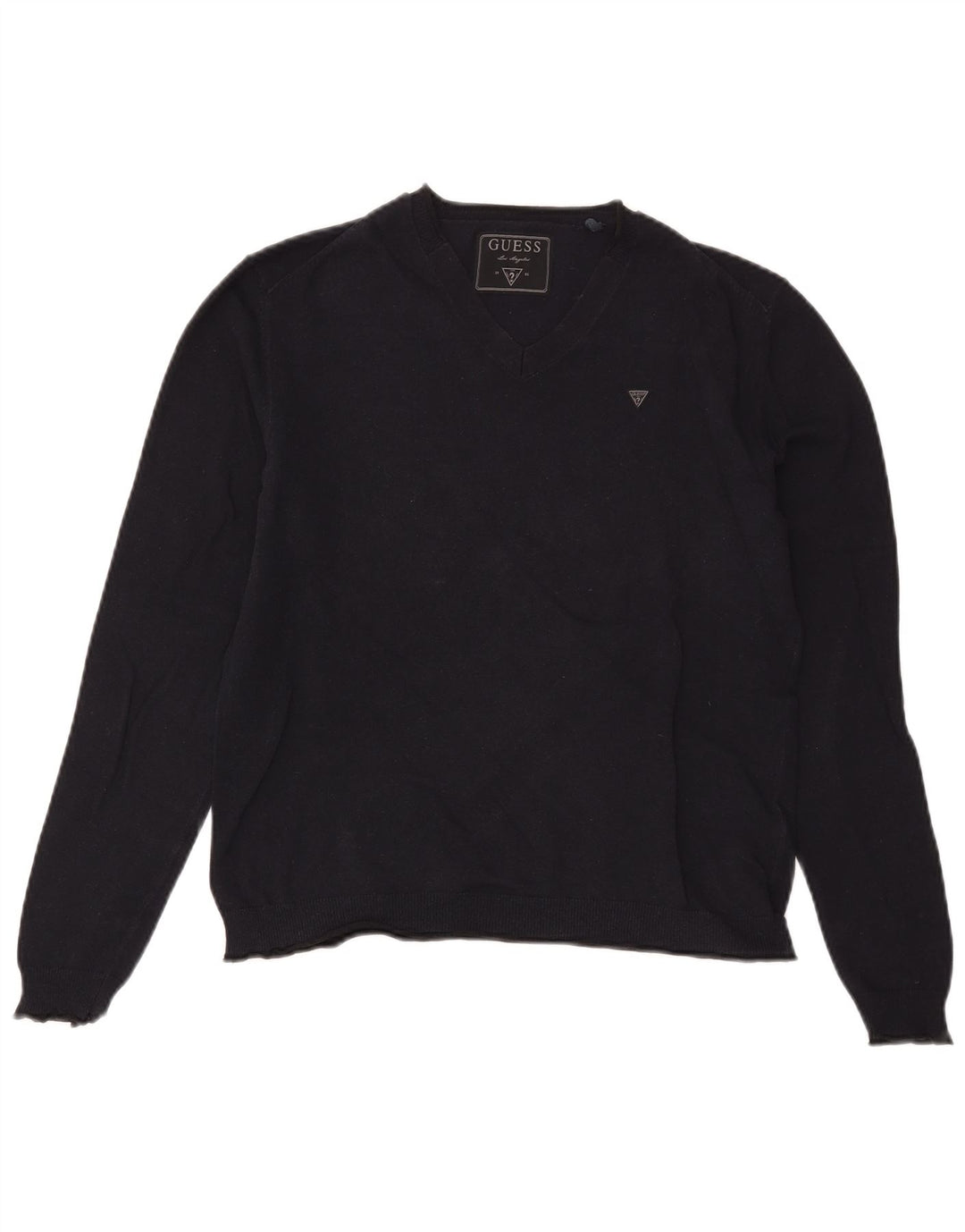 Guess Damen-Pullover mit V-Ausschnitt, übergroß, Größe UK 6, XS, Marineblau, Baumwolle