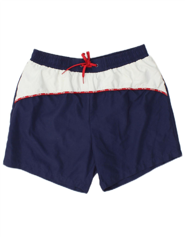 Fila Herren-Badeshorts, klein, marineblau, Farbblock-Polyester
