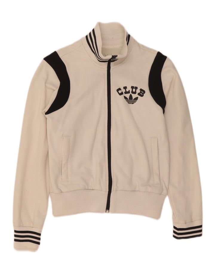 Adidas Damen-Trainingsanzugoberteil mit Grafik, UK 10, Größe S, Weiß, Farbblock