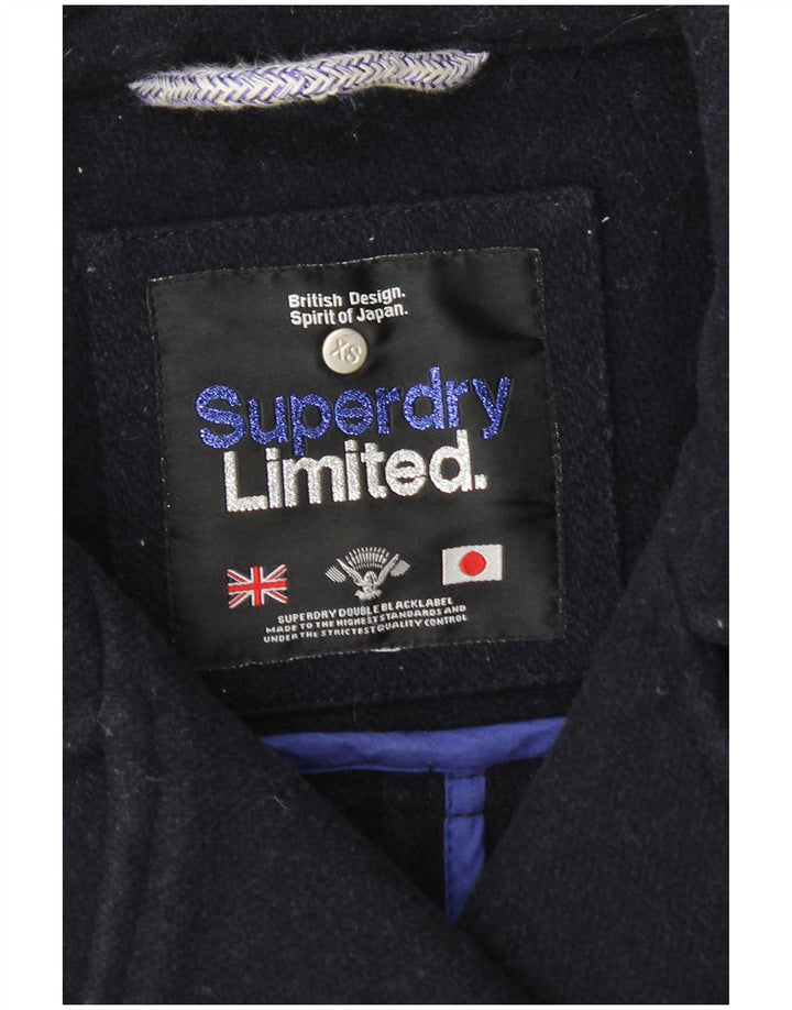 Superdry Damen Zweireihiger Mantel UK 6 XS Marineblaue Wolle