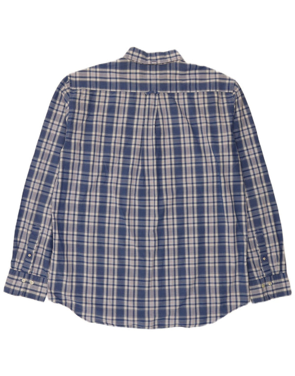 Gant Herrenhemd Größe 45/46 18 2XL blau karierte Baumwolle