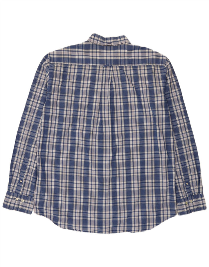 Gant Herrenhemd Größe 45/46 18 2XL blau karierte Baumwolle