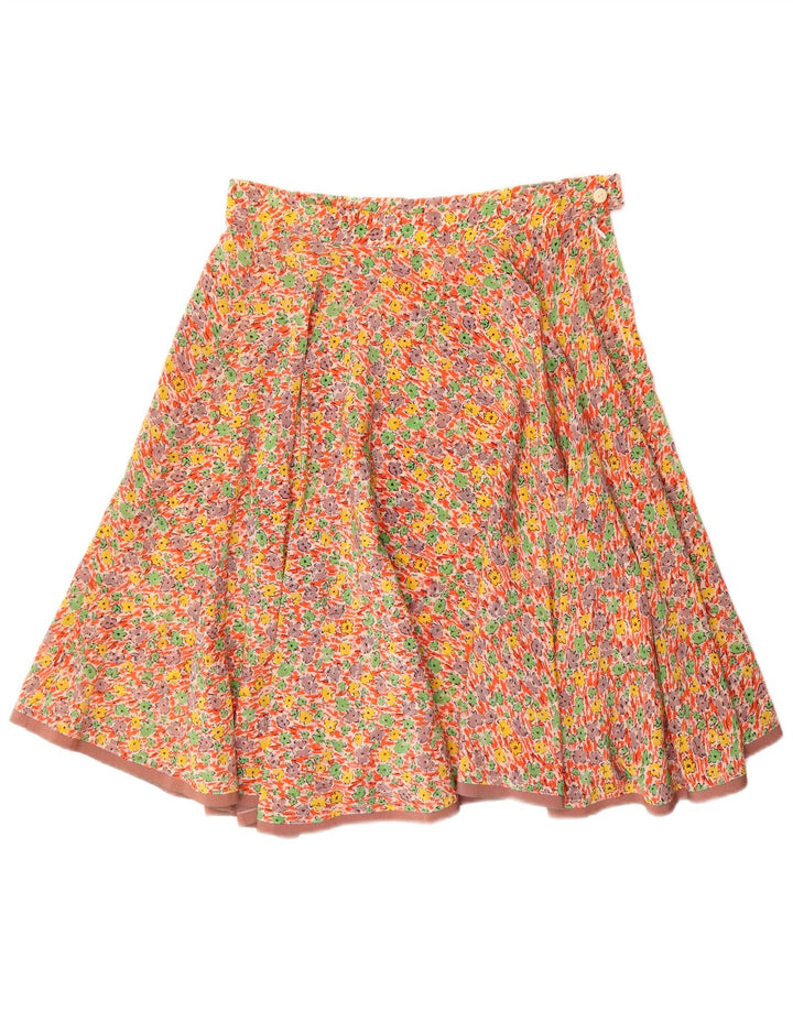VINTAGE Damen A-Linienrock W32 Großes mehrfarbiges Blumenmuster