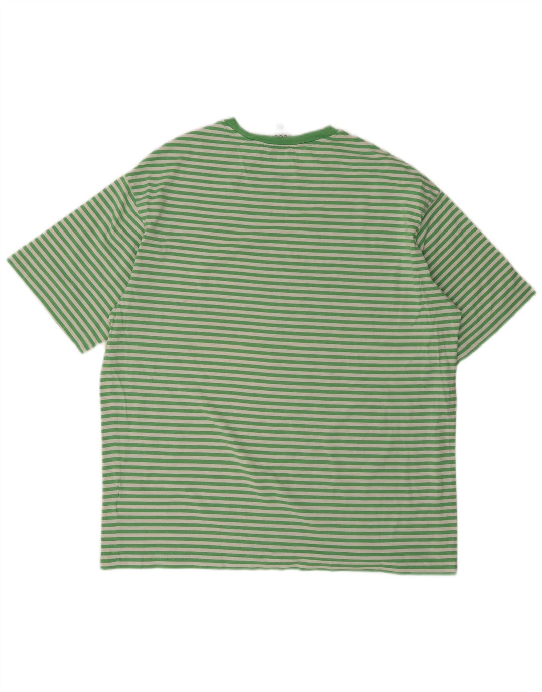 Cos Herren-T-Shirt-Oberteil aus mittelgrüner, gestreifter Baumwolle