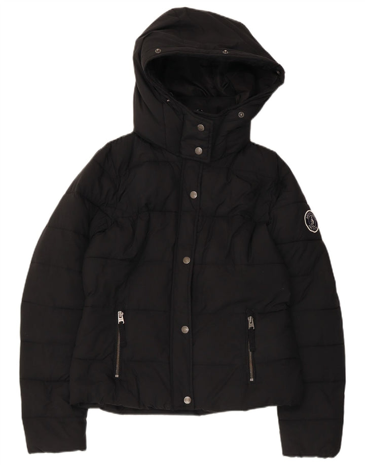 Abercrombie & Fitch Wattierte Damenjacke mit Kapuze, UK 10, Größe S, Schwarz, Polyester