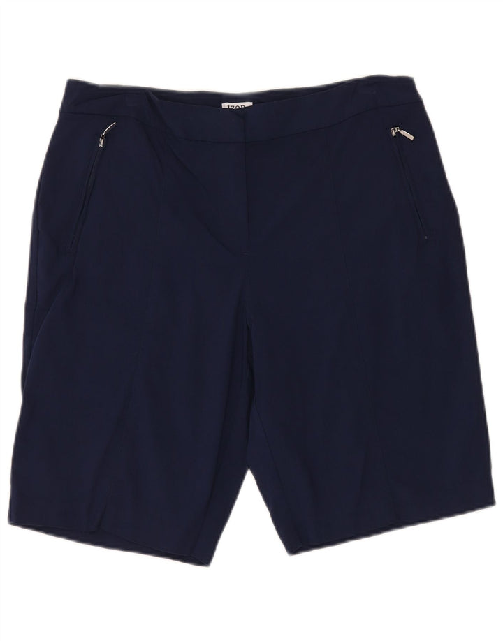 Izod Damen Chinoshorts US 12 Large W34 Marineblau Rayon