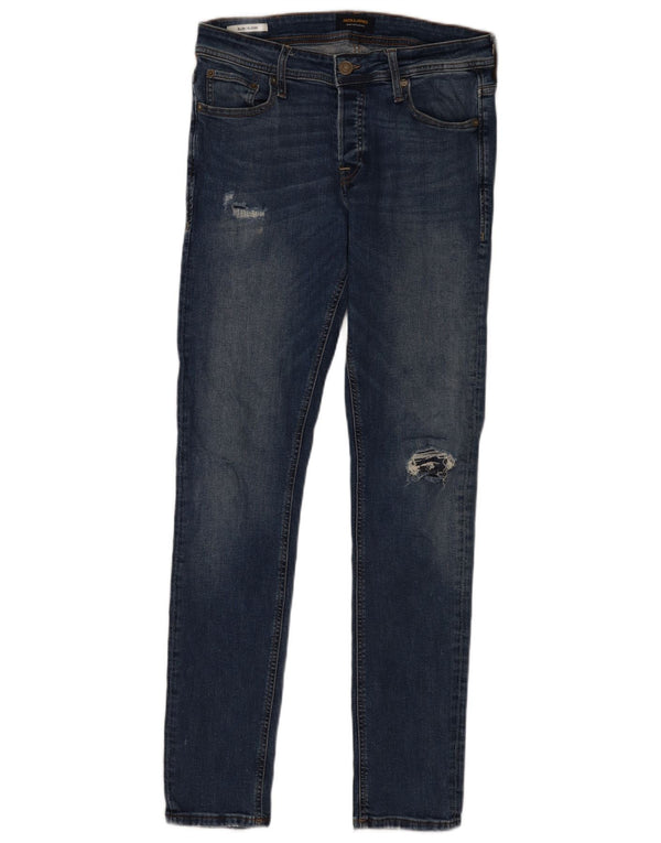 Jack & Jones Herren GLENN Distressed Slim Jeans W31 L34 Blaue Baumwolle