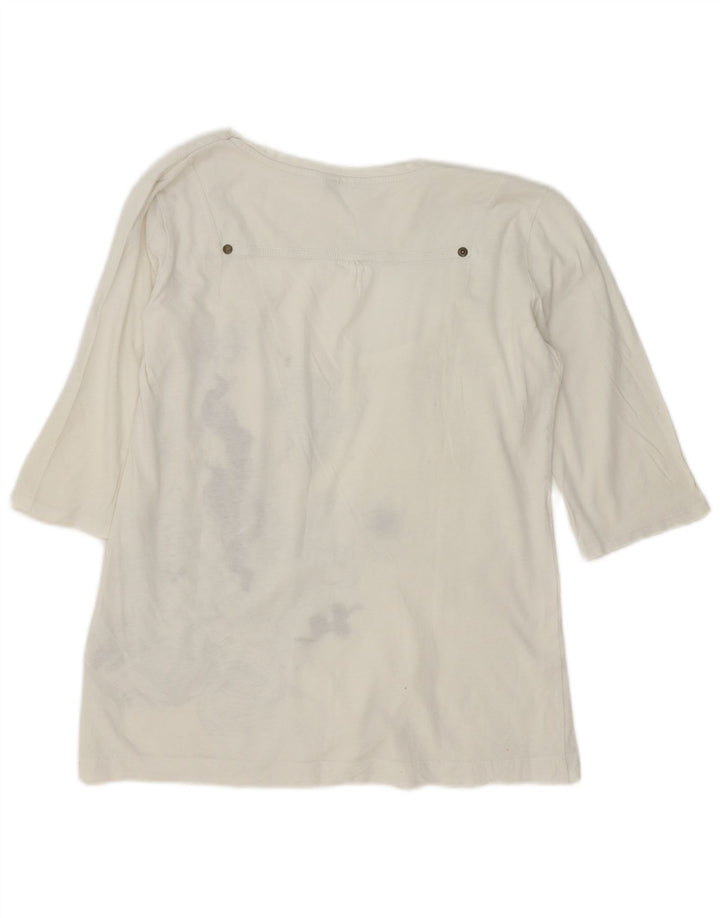 Lee Damen-Top, 3/4-Ärmel, UK-Größe 16, Größe L, weiße Baumwolle