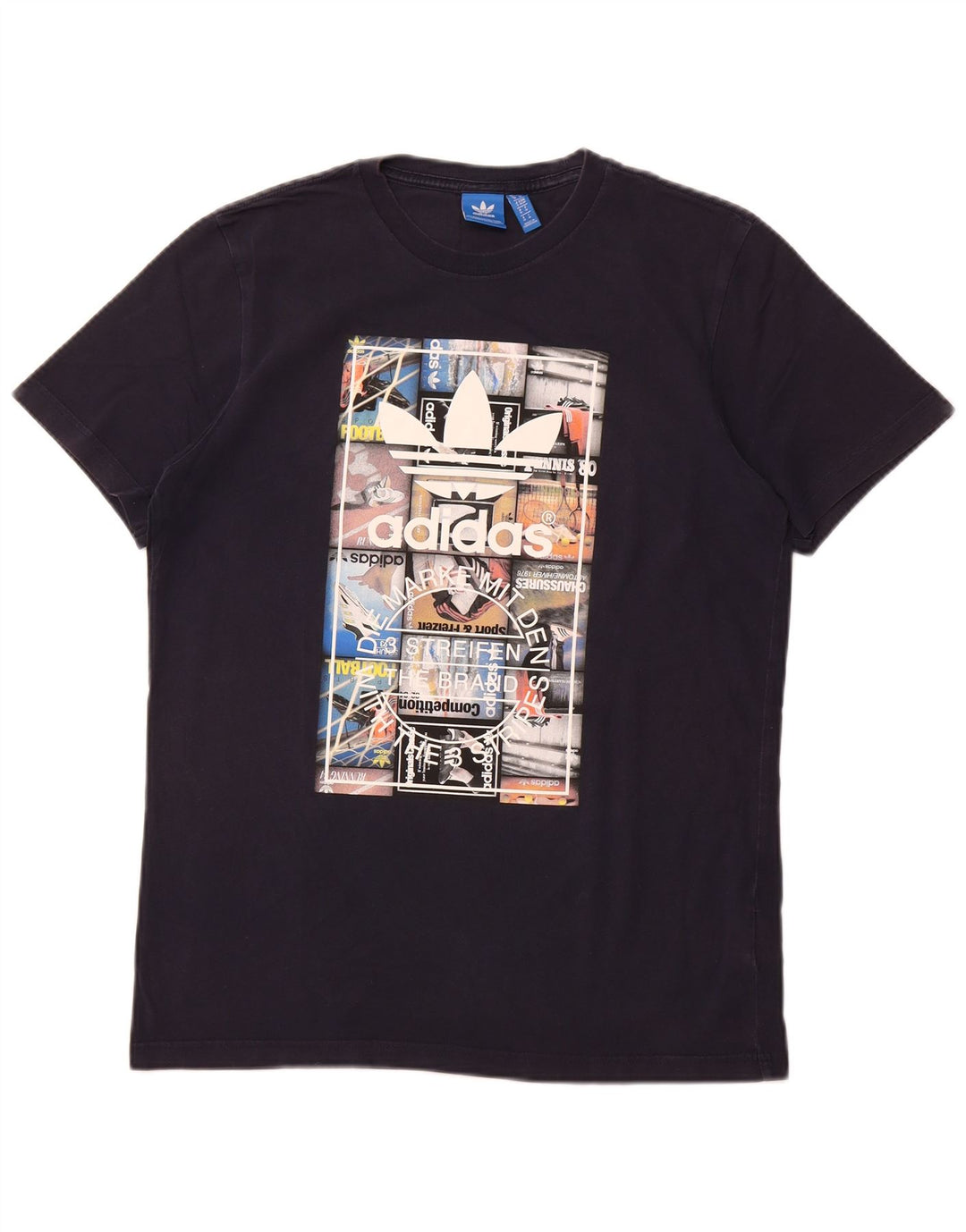 Adidas Herren-T-Shirt mit Grafik, mittelgroß, marineblau, Baumwolle