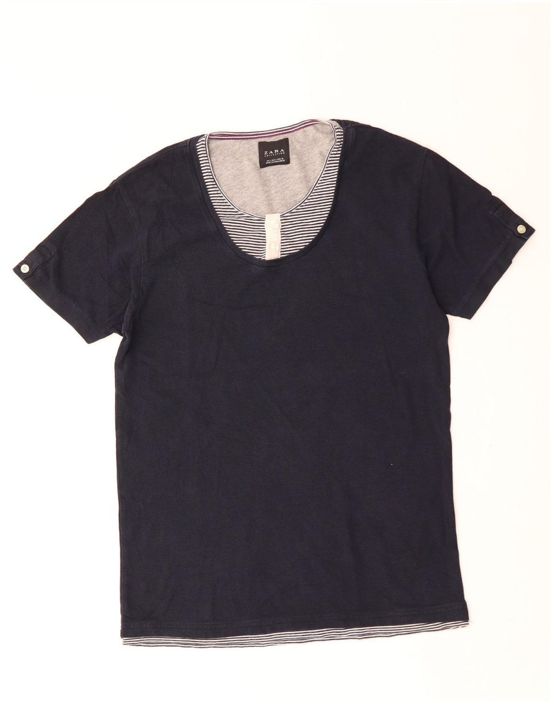 Zara Herren T-Shirt Top Small Marineblau