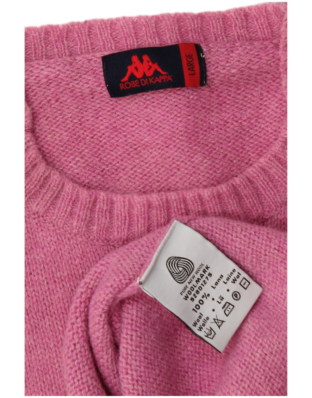 KAPPA Herren-Pullover mit Rundhalsausschnitt, große rosa Wolle