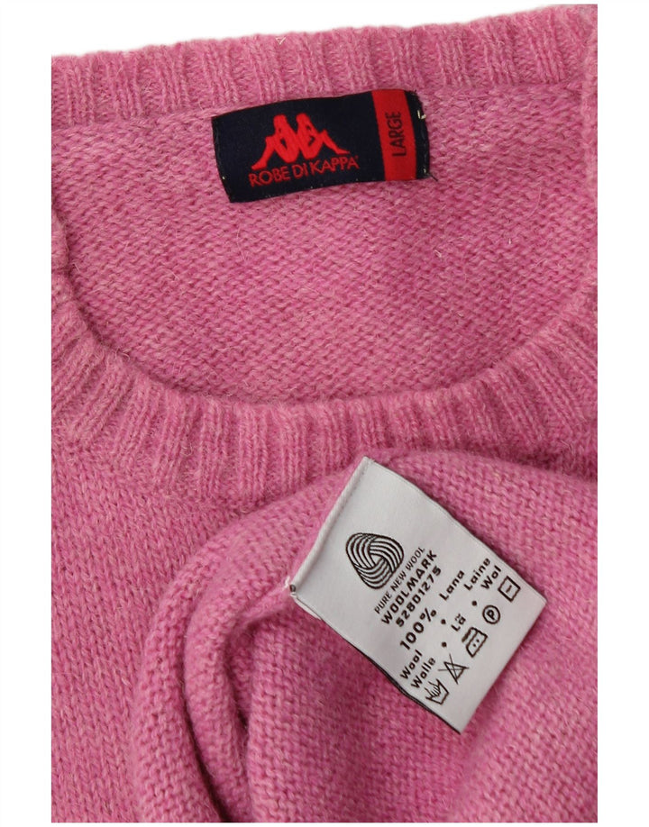 KAPPA Herren-Pullover mit Rundhalsausschnitt, große rosa Wolle