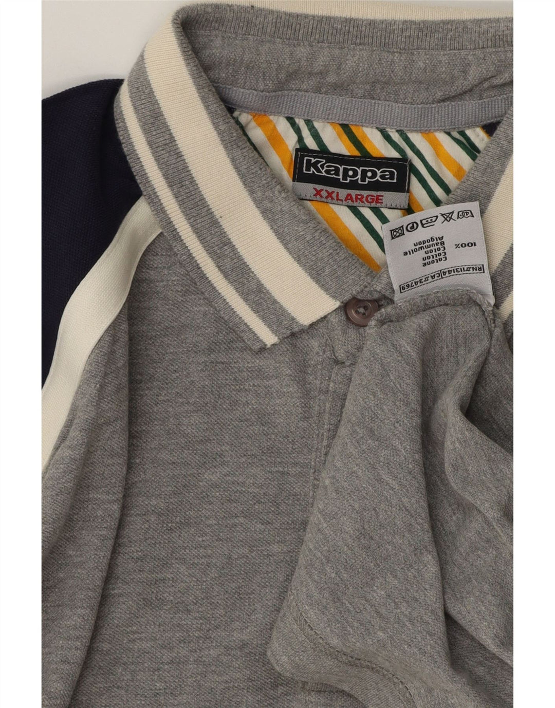 Kappa Herren Poloshirt 2XL Grau Colourblock Baumwolle