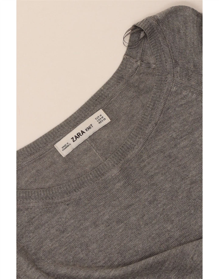 Zara Damen Bluse Top UK 14 Mittelgrau