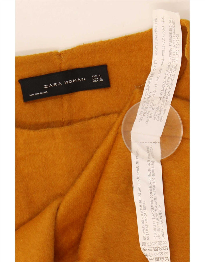 Kurzer zweireihiger Damenmantel von Zara, UK 14, Größe L, gelb, Polyester