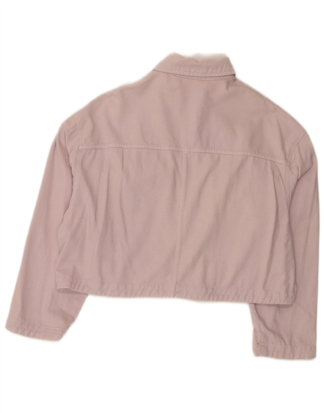 Zara Damen übergroße Crop-Jeansjacke UK 6 XS rosa Baumwolle