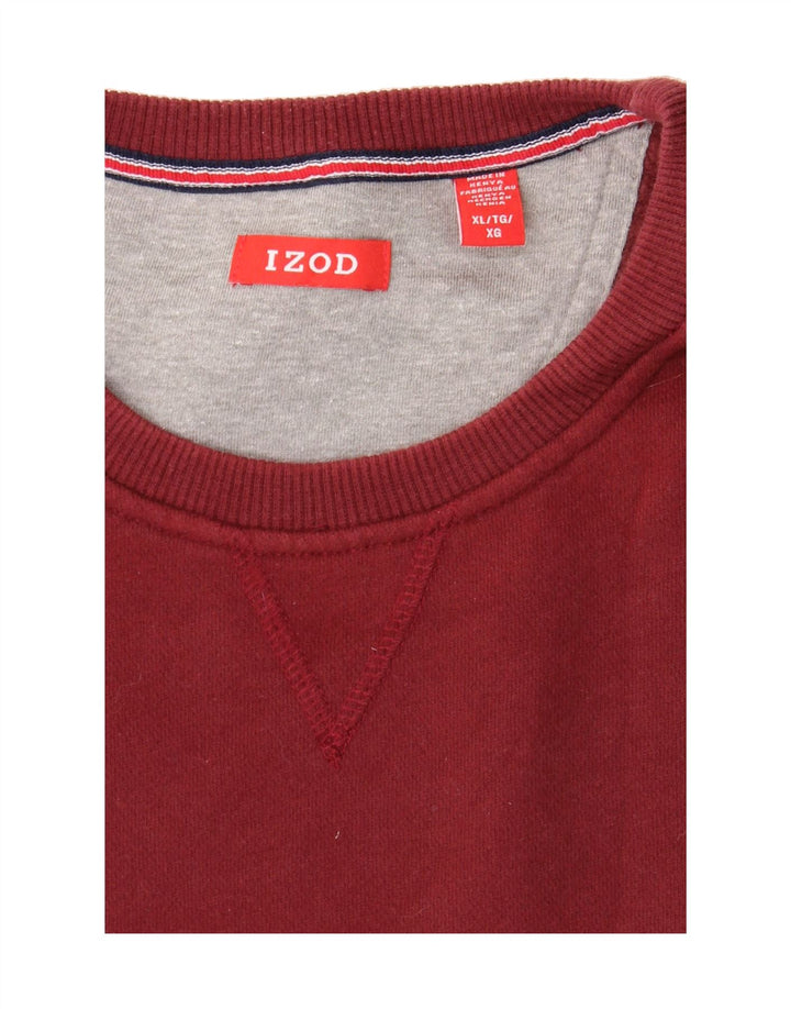 IZOD Mens Sweatshirt Jumper XL Burgundy Cotton Vintage Izod and Second-Hand Izod from Messina Hembry 