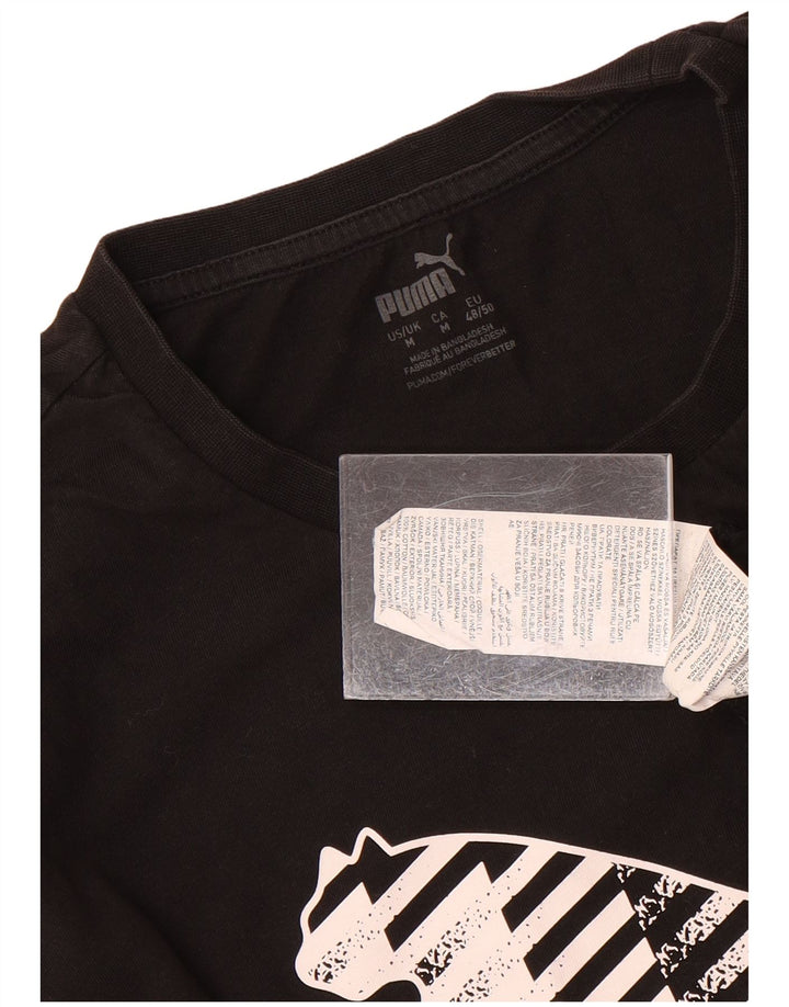 Puma Herren Grafik T-Shirt Top Mittelschwarz Baumwolle