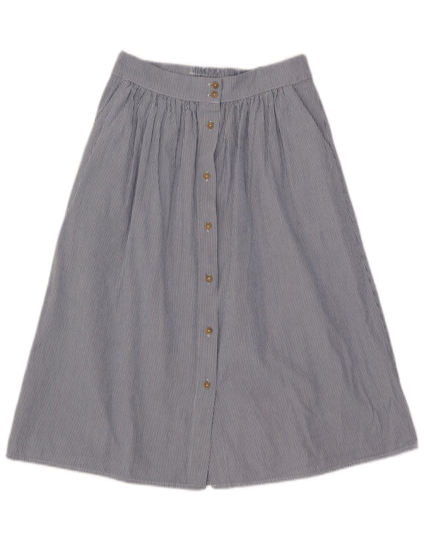 Kiabi Damen A-Linien-Rock IT 34 2XS W23 Blaue Nadelstreifen-Baumwolle