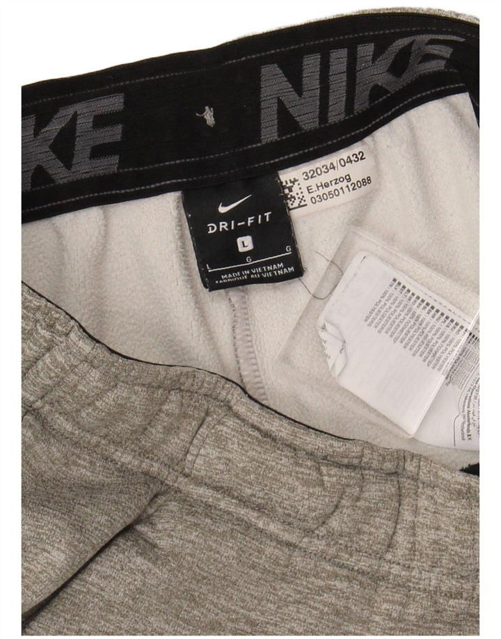 NIKE Mens Dri Fit Tracksuit Trousers Joggers Large Grey Polyester