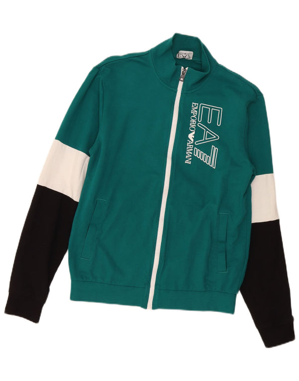Emporio Armani Herren-Trainingsanzug mit grafischem Oberteil, Jacke, Größe S, Grün, Farbblock