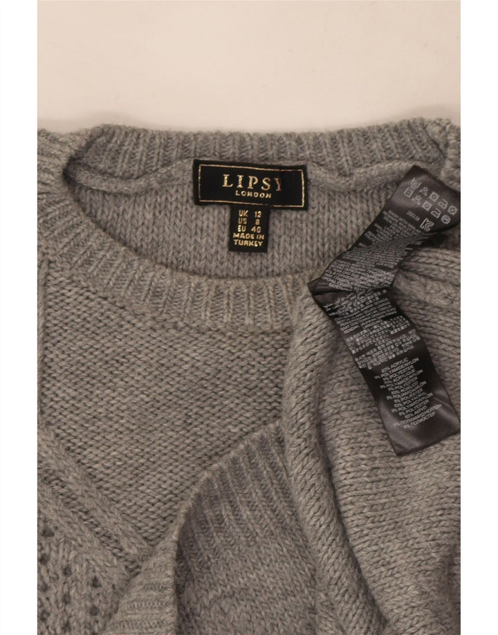 Lipsy Damen-Pullover mit Rundhalsausschnitt, UK 12, Mittelgrau, Acryl