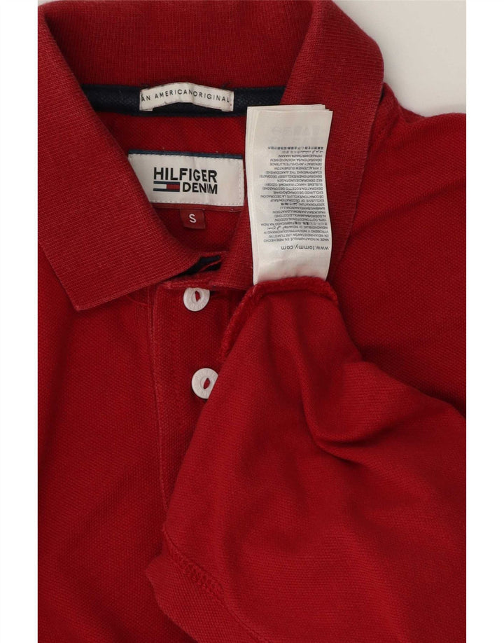 Tommy Hilfiger Herren-Poloshirt mit Grafik, Größe S, rote Baumwolle