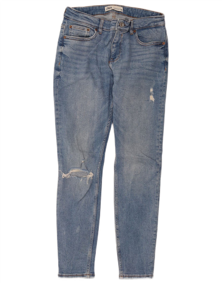 Zara Damen Distressed Skinny Jeans EU 40 Medium W30 L28 Blau