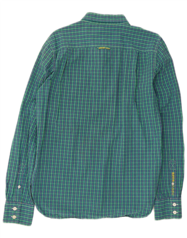 Superdry Herrenhemd aus Baumwolle, groß, blau kariert