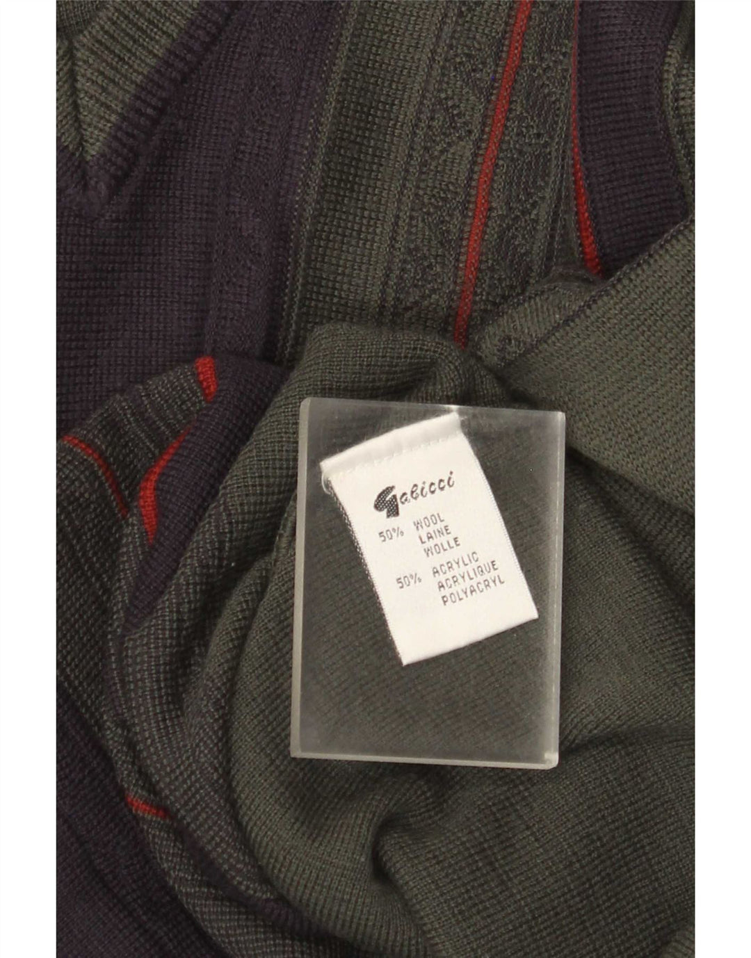 Gabicci Herren-Pullover mit V-Ausschnitt, mittlerer Khaki-Farbblock-Wolle