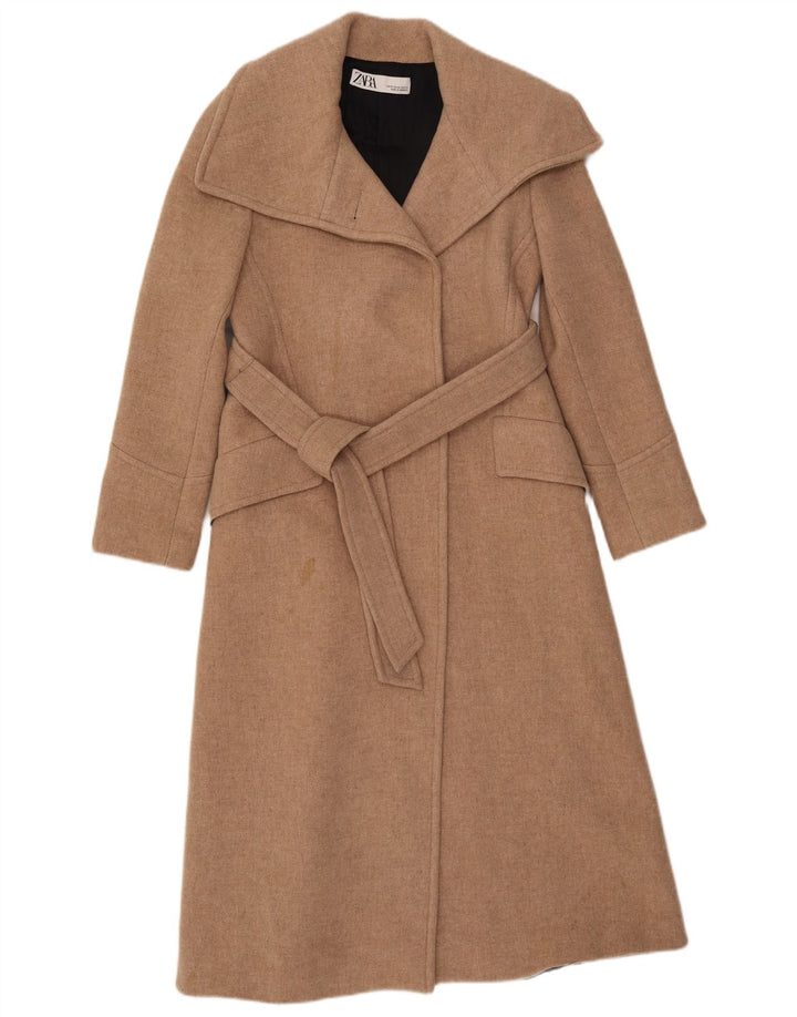 Zara Damen Loose Fit Mantel UK 6 XS Beige