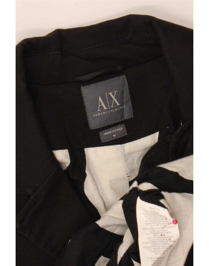 Armani Womens 3 Button Crop Blazer Jacke UK 12 Medium Black Cotton