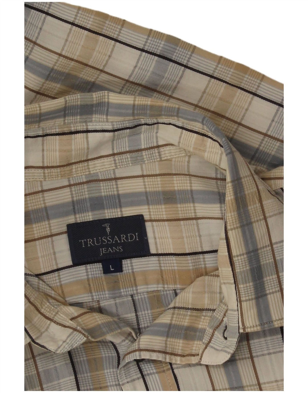 Trussardi Jeans Herrenhemd, groß, beige kariert