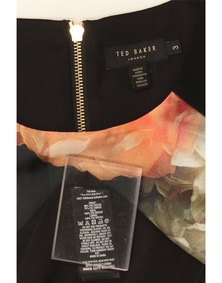 TED BAKER Damen-Etuikleid, Größe 3, mittelgroß, mehrfarbig, Blumenmuster