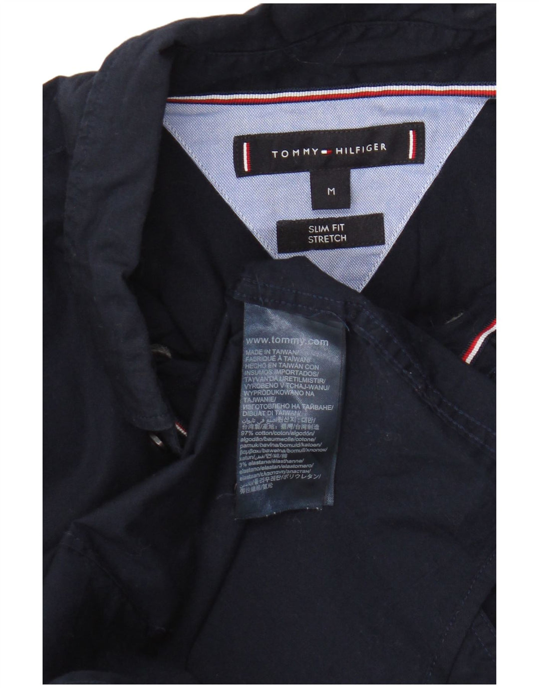 Tommy Hilfiger Herren-Slim-Fit-Hemd aus mittlerer marineblauer Baumwolle